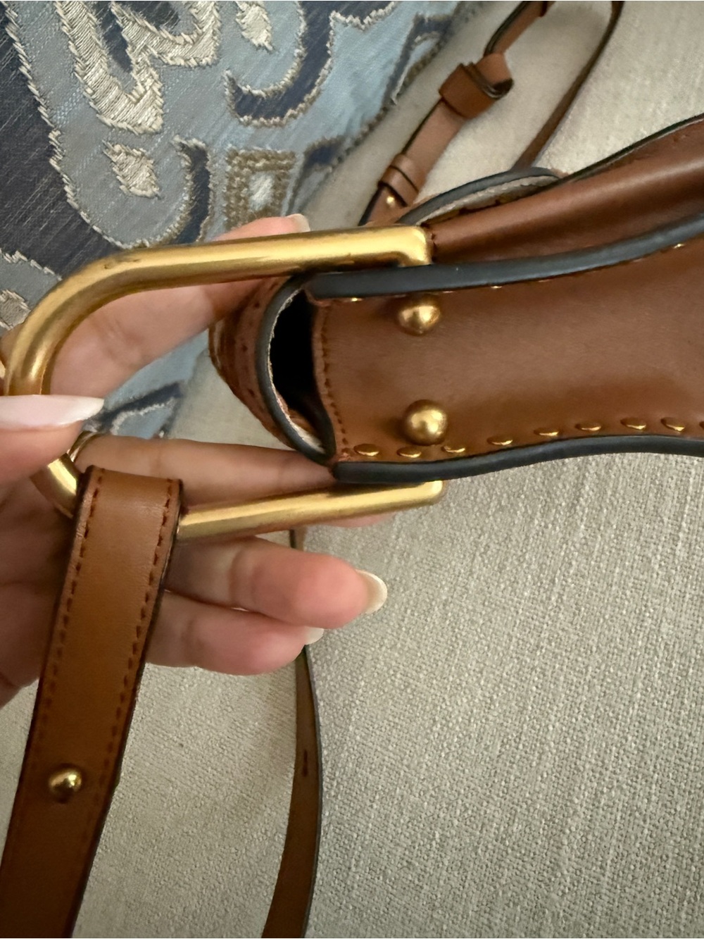 CHLOE Brown Leather Small Marcie Saddle Bag with Tasselt - Picture 8 of 11